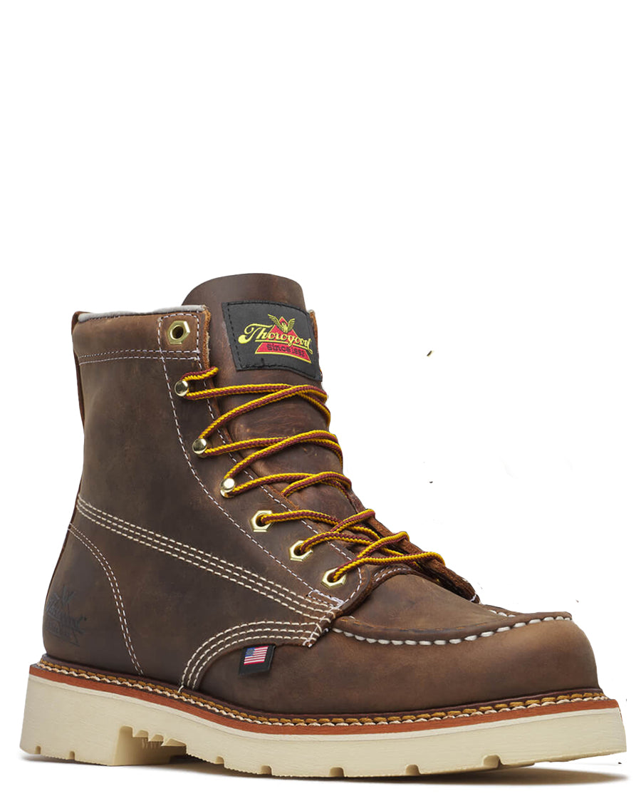 Men's American Heritage 6″ Crazy Horse Moc Toe 90 Degree Work Boots by Thorogood from Skip’s Western Outfitters | THG-814-4375-070-D