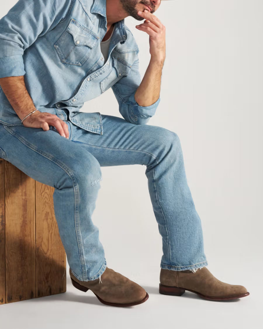 Men's The Earl Suede Western Boots - 11081-Grv
