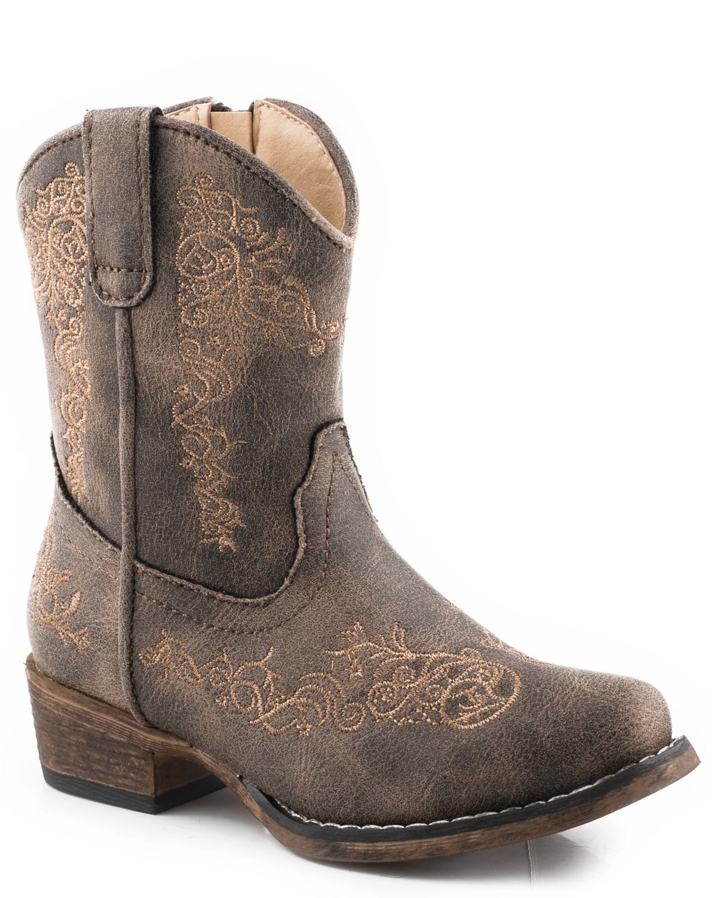 Toddler Girls' Riley Scroll Western Boots by Roper from Skip’s Western Outfitters | KAR-09-017-1566-2494-BR-5-MED