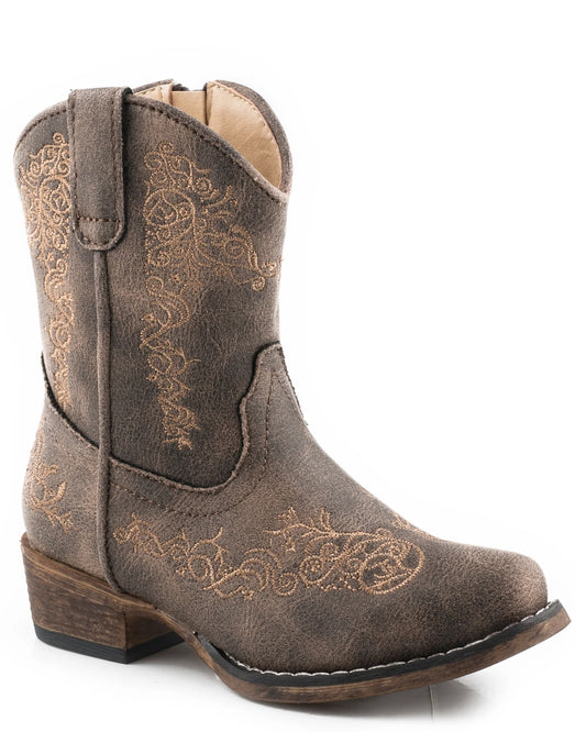 Toddler Girls' Riley Scroll Western Boots by Roper from Skip’s Western Outfitters | KAR-09-017-1566-2494-BR-5-MED