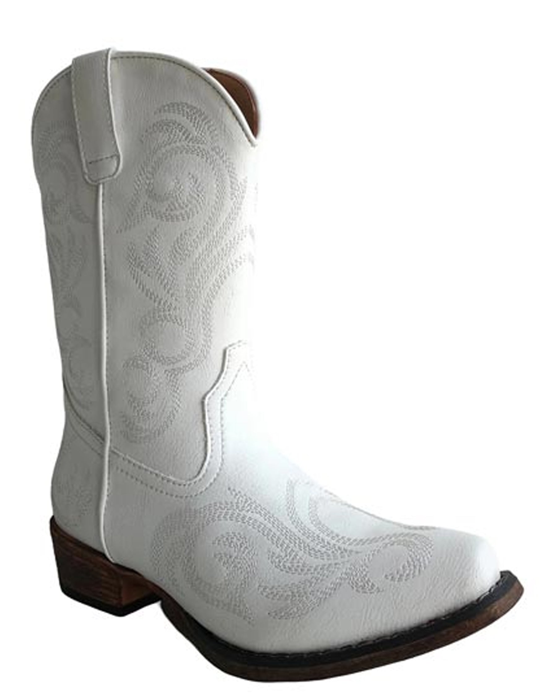 Little Girls' White With All Over Embroidery Western Boots by Roper from Skip’s Western Outfitters | KAR-09-018-1566-1022-WH-1-MED