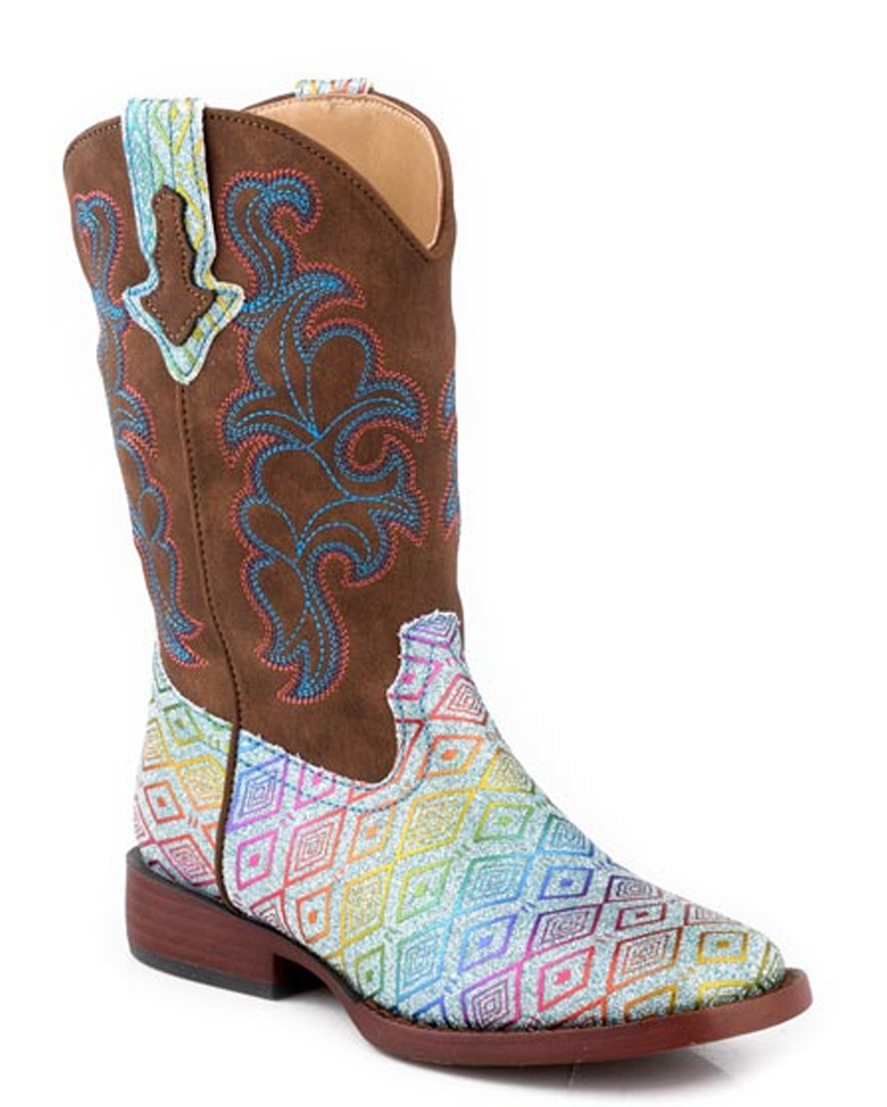 Little Girls' Glitter Maya Western Boots by Roper from Skip’s Western Outfitters | KAR-09-018-1901-3616-BU-1-MED