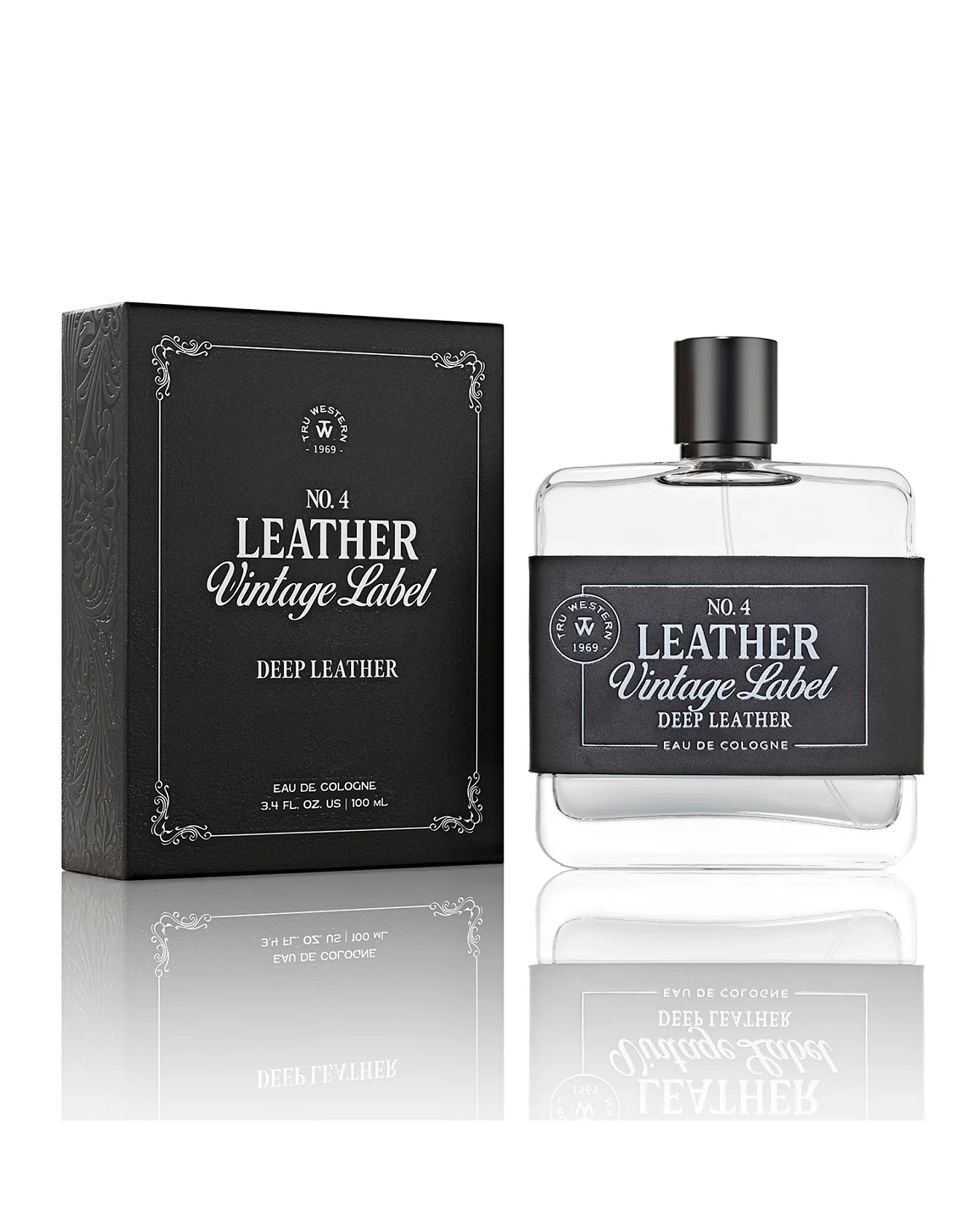 Men's No. 4 Leather Vintage Label Deep Leather Cologne by Tru Fragrances from Skip’s Western Outfitters | TRU-98089-3.4oz
