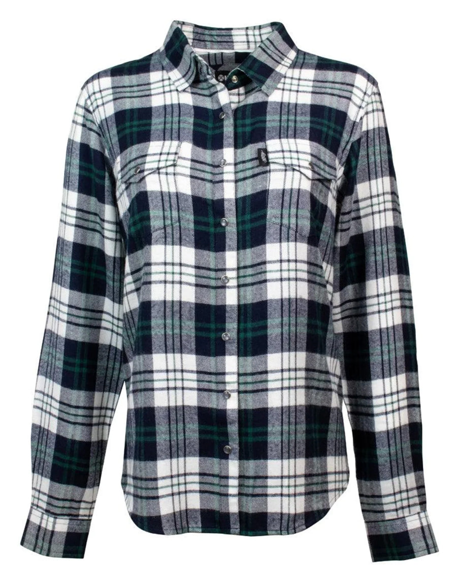 Women's Long Sleeve Flannel Top by Hooey from Skip’s Western Outfitters | HOO-HF1001BKWH-S-BLK