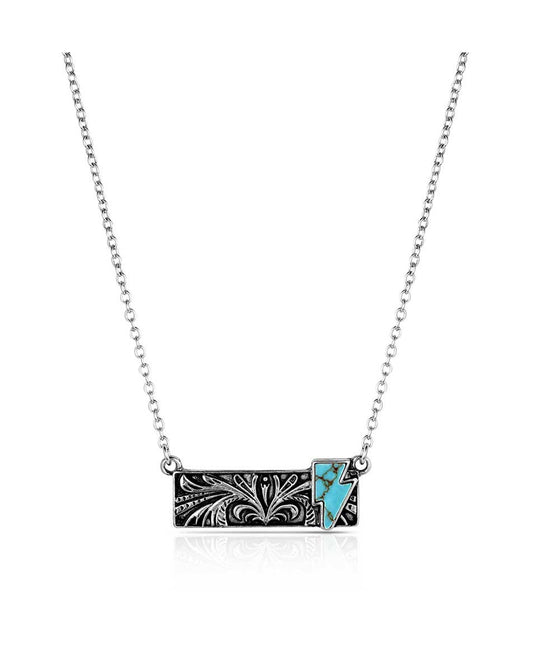 Women's Blue Northern Bar Necklace by Montana Silversmiths from Skip’s Western Outfitters | MON-ANC6355-O/S