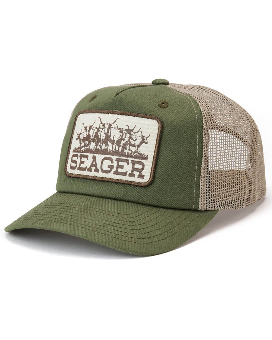 The Herd Trucker Cap by Seager from Skip’s Western Outfitters | SEA-MHSP26HERDGRN-O/S-ARMY-GREEN