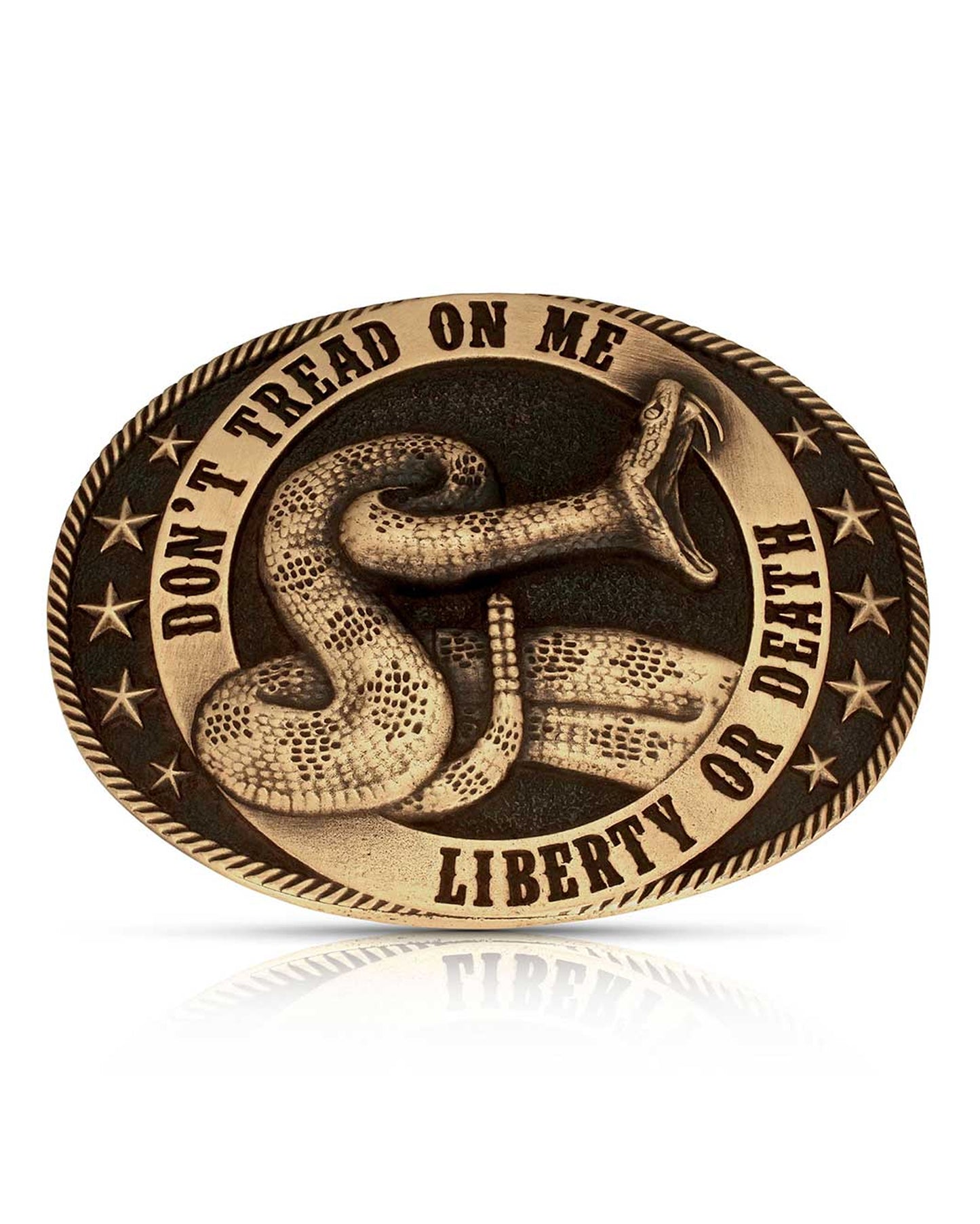 Liberty Or Death Heritage Attitude Buckle by Montana Silversmiths from Skip’s Western Outfitters | MON-A1064C-O/S