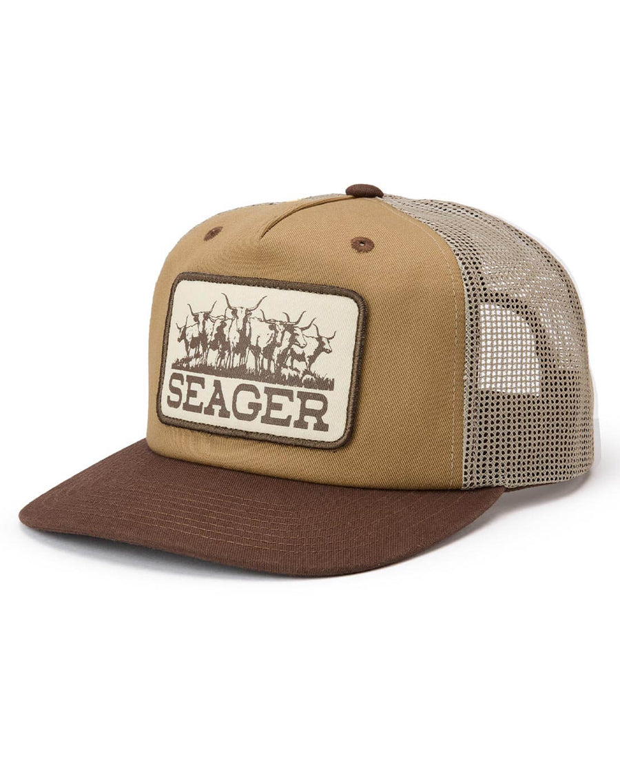 The Herd Trucker Cap by Seager from Skip’s Western Outfitters | SEA-MHSP26HERDBRN-O/S-TAN/BROWN