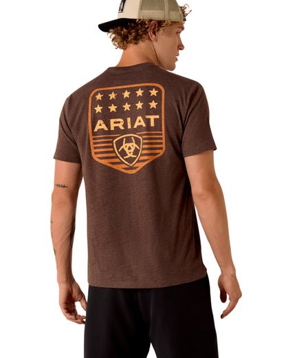 Men's Ariat Stripe Patriotic Badge T-Shirt - 10073963 by Ariat from Skip’s Western Outfitters | ARI-10073963-SML-BROWN-HEATHER