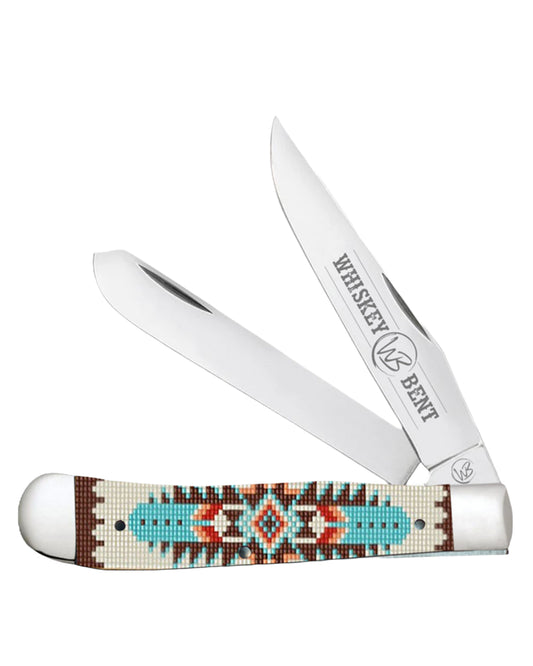 Turquoise Bead Acrylic Trapper Knife - Wb11-01 by Whiskey Bent Knives from Skip’s Western Outfitters | WBK-WB11-01-TURQUOISE-BEAD