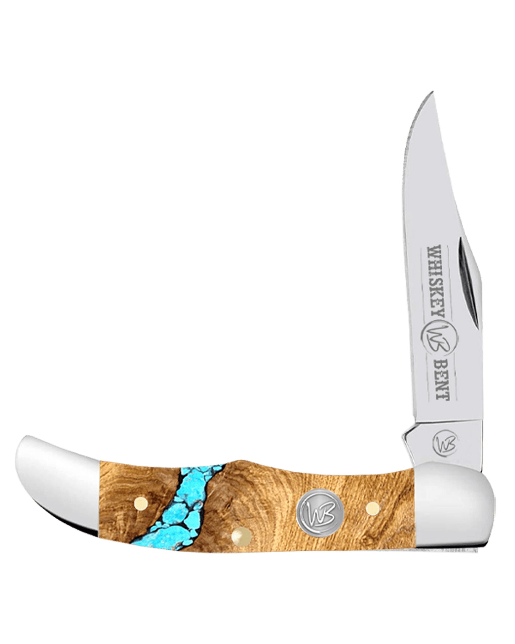 Turquoise River Acrylic Mini Hunter Knife - Wb14-05 by Whiskey Bent Knives from Skip’s Western Outfitters | WBK-WB14-05-TURQUOISE-RIVER