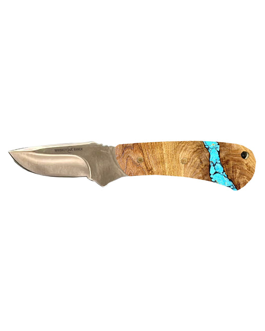 Turquois River Acrylic Mini Skinner Knife - Wb44-13 by Whiskey Bent Knives from Skip’s Western Outfitters | WBK-WB44-13-TURQUOIS-RIVER