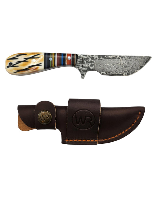 Bandito G10 Bone Damascus Ciervo Skinner Knife - Wb75-75