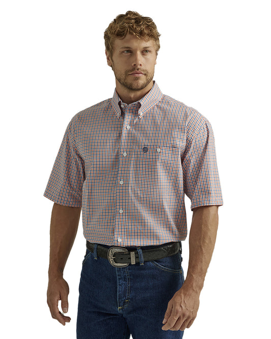 Men's George Strait One Pocket Short Sleeve Shirt by Wrangler from Skip’s Western Outfitters | WRA-112327816-S-BLUE
