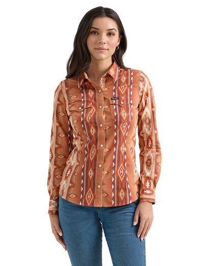 Women's Punchy Snap Top by Wrangler from Skip’s Western Outfitters | WRA-112361186-XS-PINK