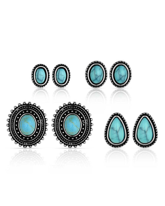 Women's Turquoise Studs Earring Set by Montana Silversmiths from Skip’s Western Outfitters | MON-AER6345-O/S