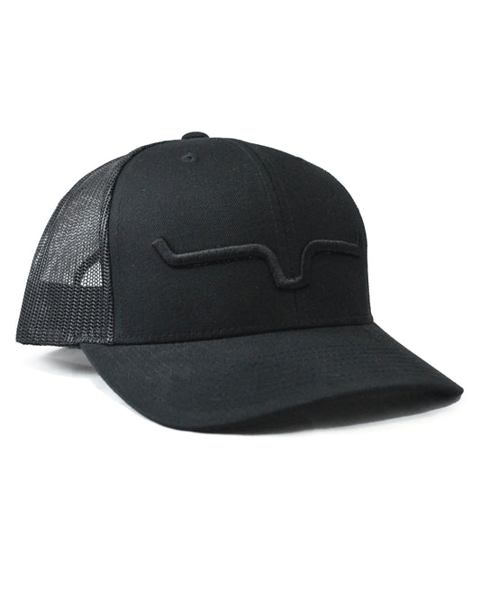 Kimes Ranch Weekly Trucker Cap in Black/Black at Skip's Western Outfitters