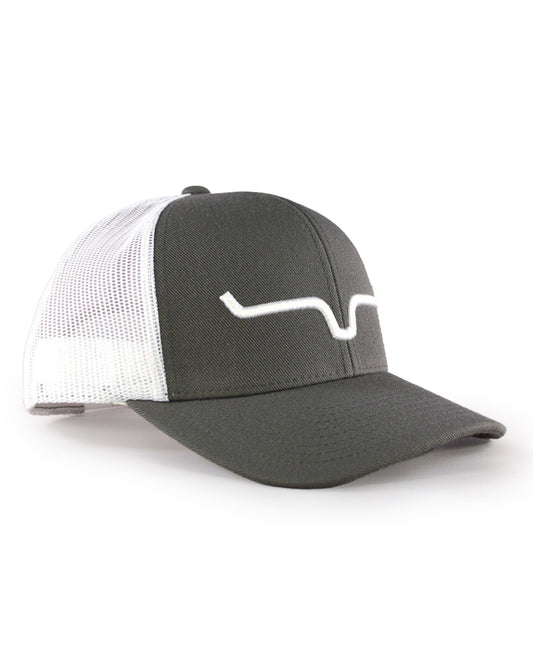 Kimes Ranch Weekly Trucker Cap in Charcoal/White at Skip's Western Outfitters