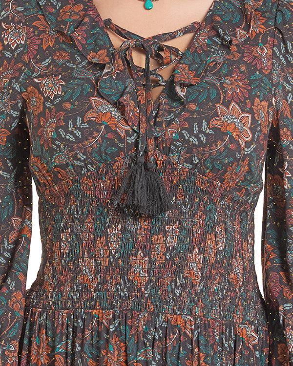Women's Floral Lurex Dress - Bwd2R10016-32