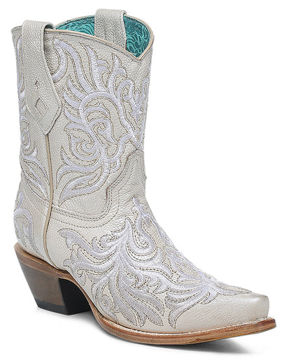 Corral Z5344 Women's Handcrafted Snip Toe Cowgirl Boots in White at Skip's Western Outfitters