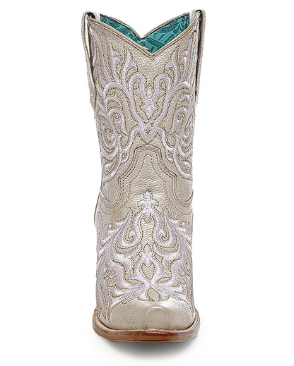 Corral Z5344 Women's Handcrafted Snip Toe Cowgirl Boots in White at Skip's Western Outfitters