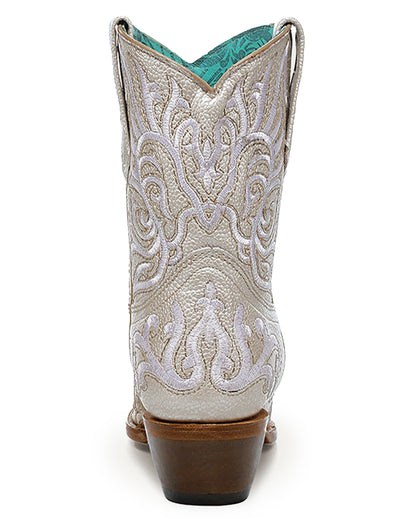 Corral Z5344 Women's Handcrafted Snip Toe Cowgirl Boots in White at Skip's Western Outfitters