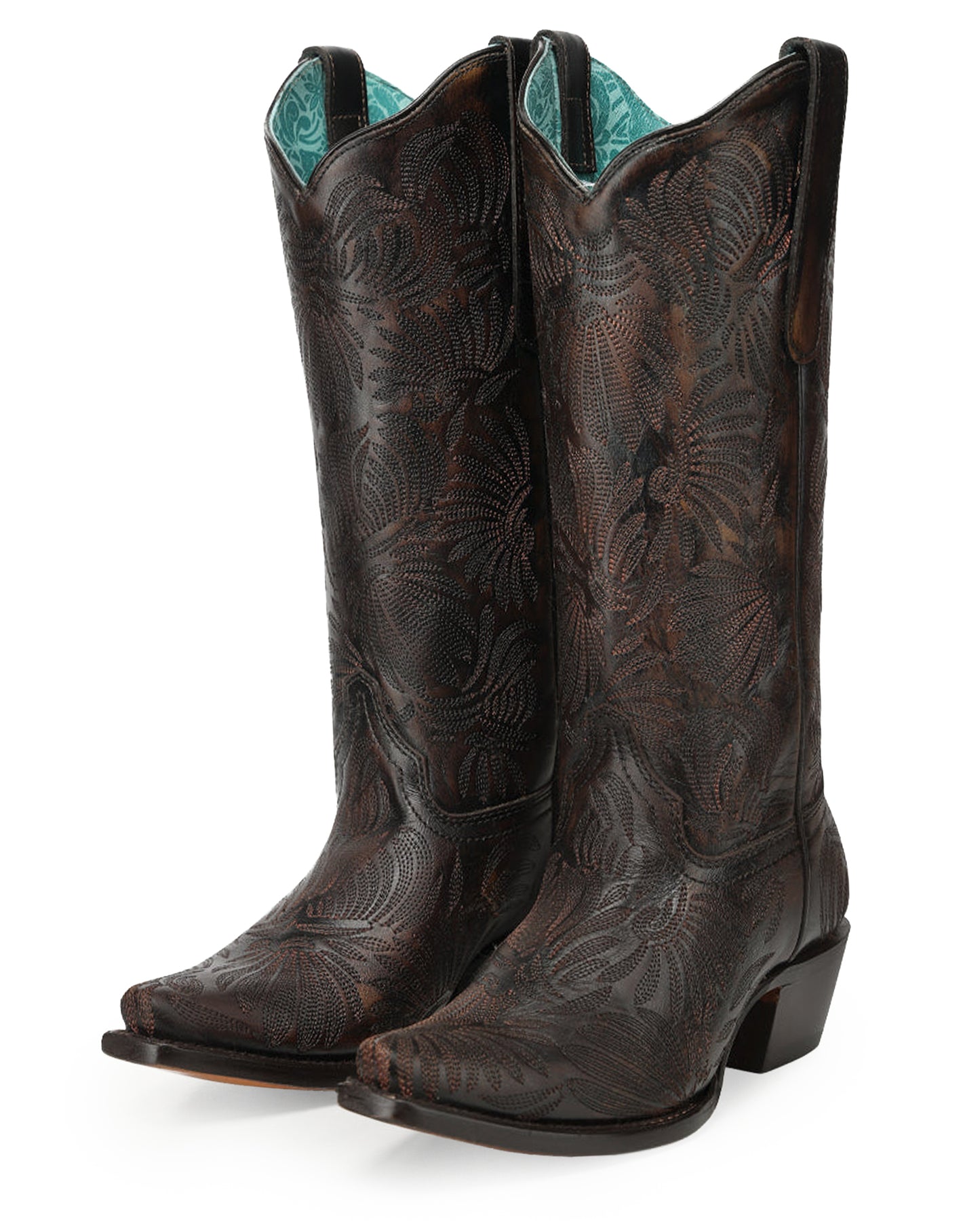 Women's Distressed Petal Embroidered Western Boots - A5084