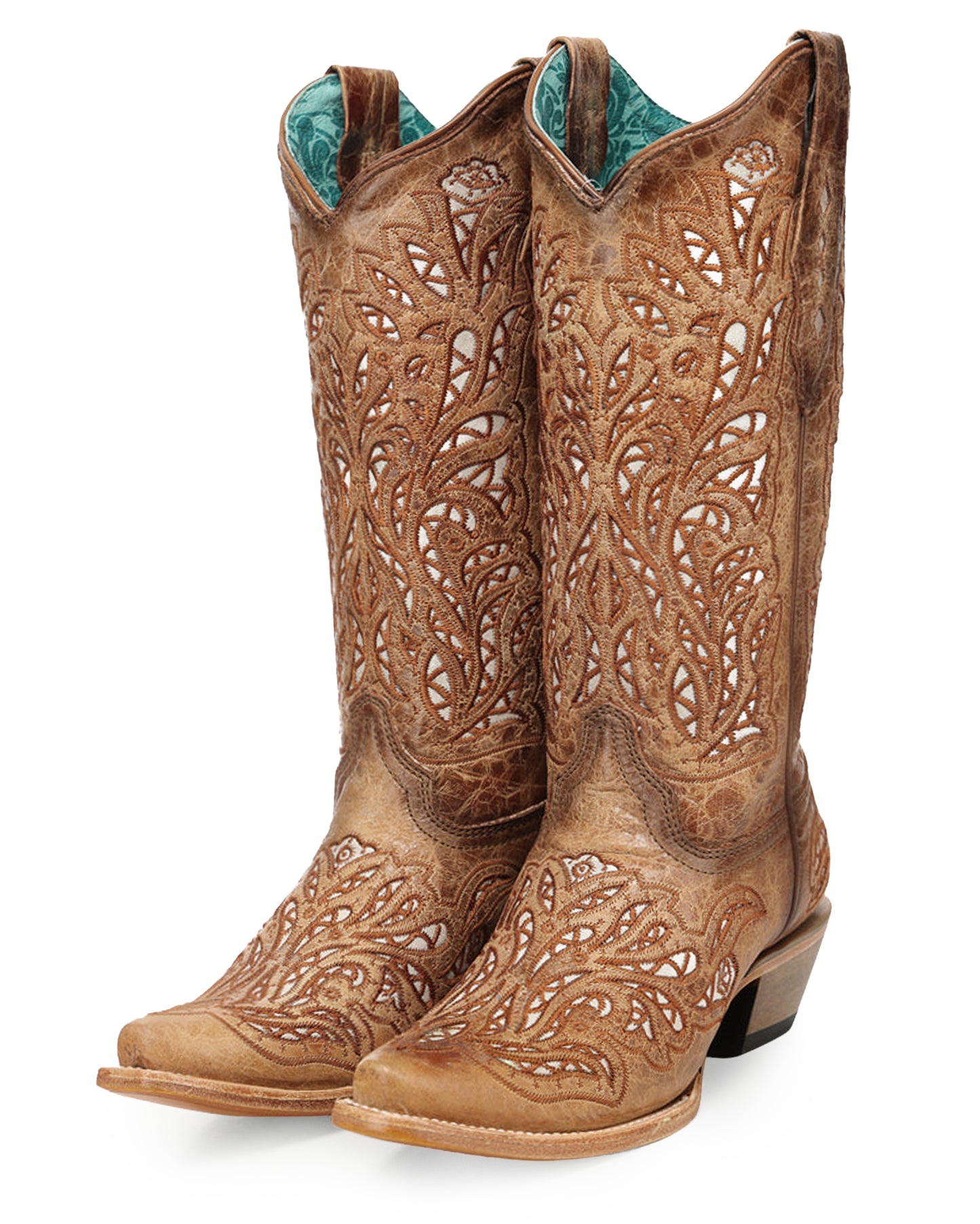 Women's Glitter Inlay Embroidered Western Boots - A5097