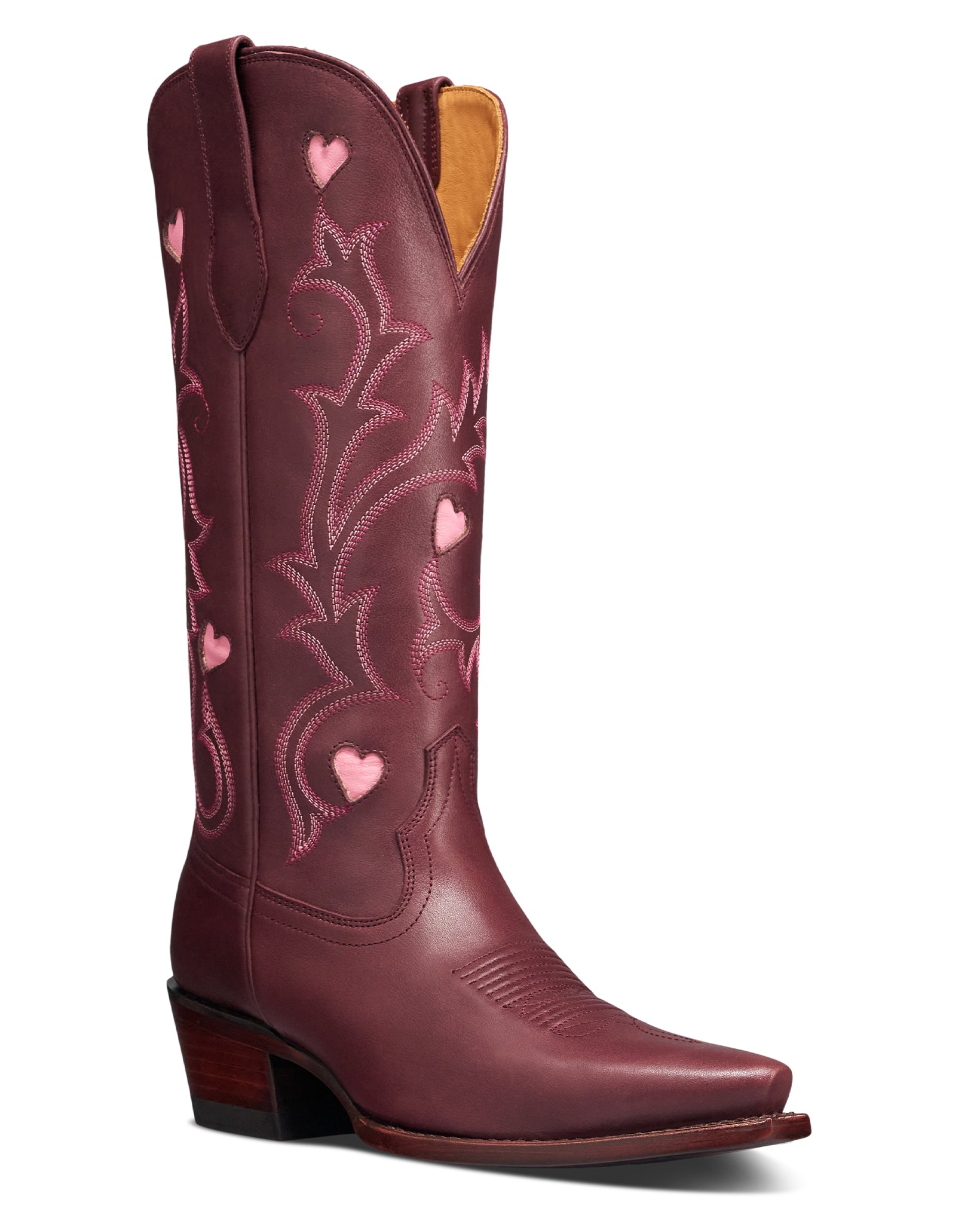 Women's The Annie Hearts Wine Cowhide - 21111-Win by Tecovas from Skip’s Western Outfitters | TEC-21111-WIN-065-B
