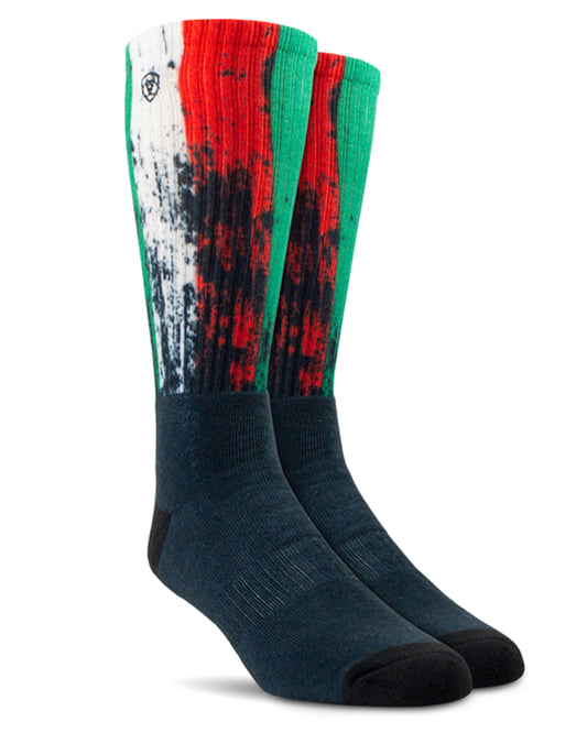 Mexico Graphic Crew Work Sock - Ar3760-001 by NESTERHOSIERY from Skip’s Western Outfitters | NES-AR3760-001-L-BLACK