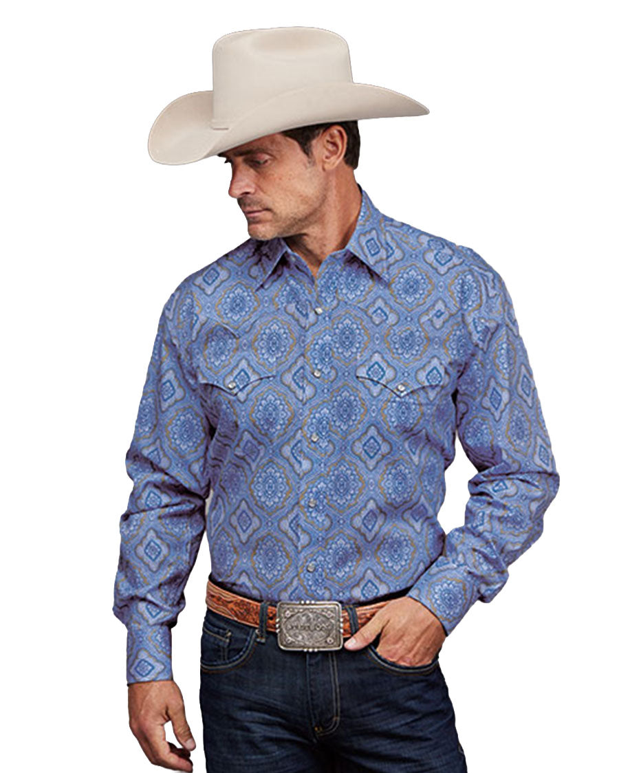 Men's Long Sleeve 2 Pocket Western Snap Shirt - 11-001-0425-5020 Bu