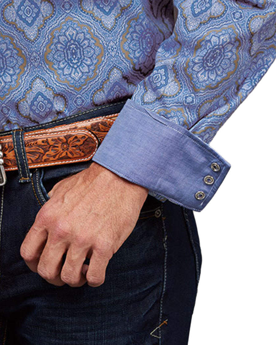 Men's Long Sleeve 2 Pocket Western Snap Shirt - 11-001-0425-5020 Bu
