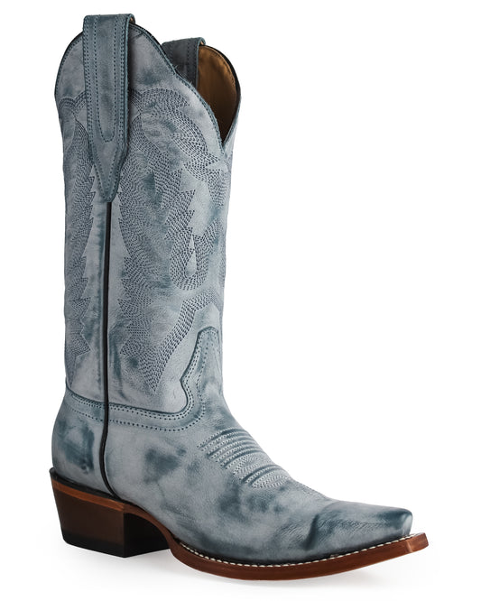 Women's Snip Toe Vintage Leather Western Boots - 34M3614