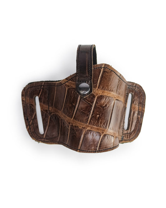Alligator Outside Gun Holster - Brown