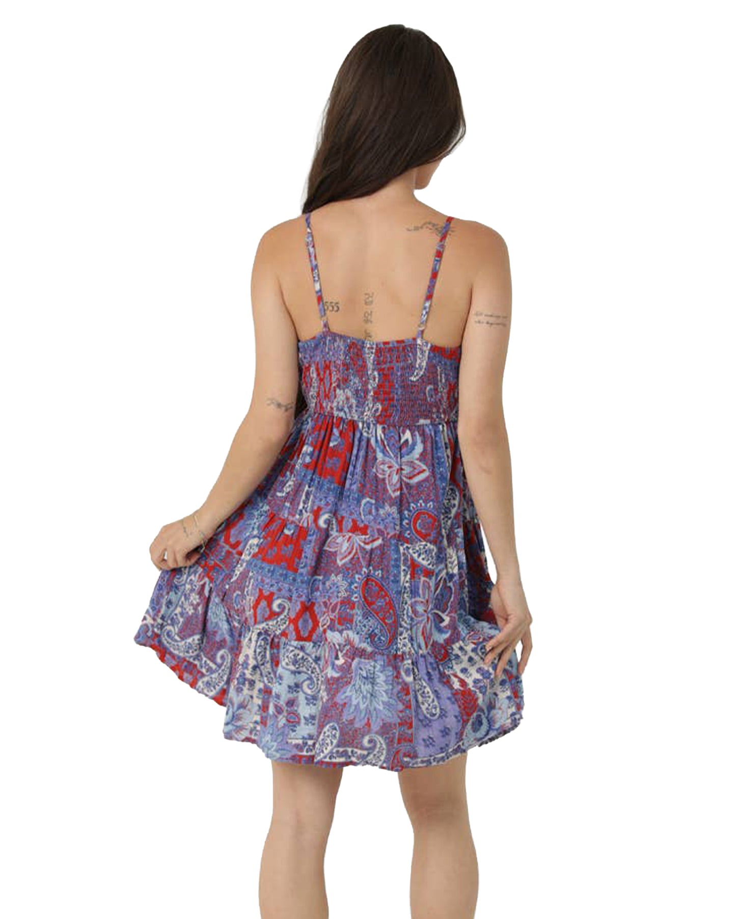 Women's Paisley Patchwork Sundress - C4A95-W909-Americana
