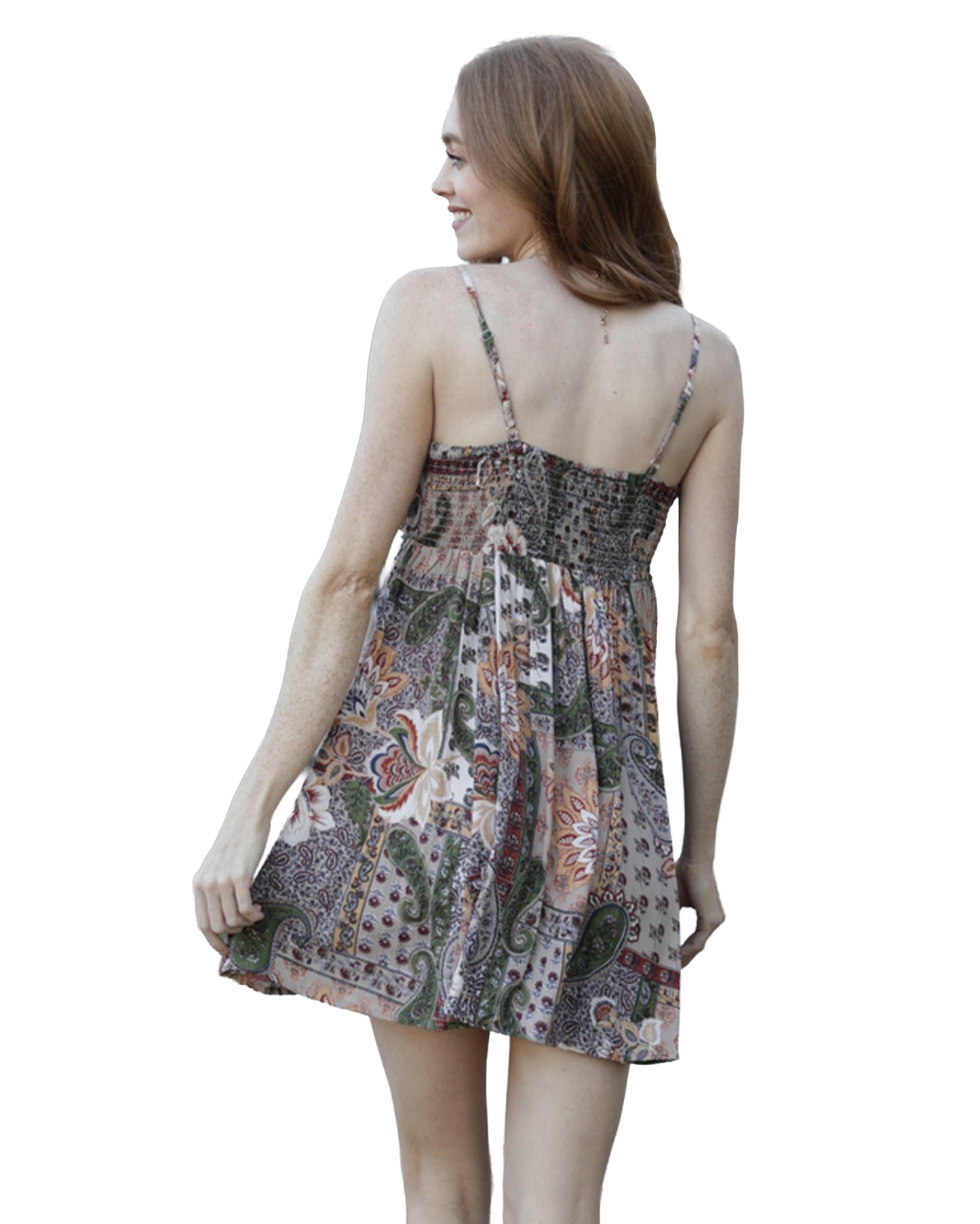 Women's Printed Babydoll Sundress - C4D48-W909-Multi