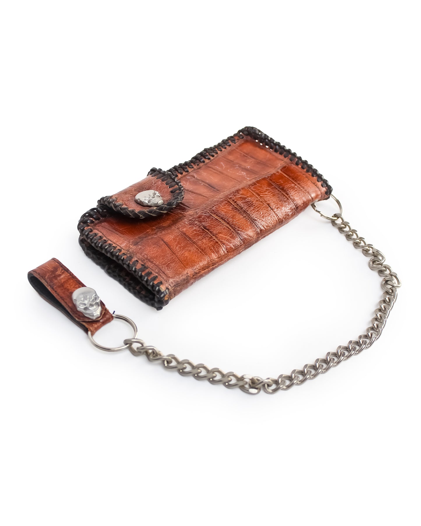 Alligator Rodeo Wallet with Chain - Cognac