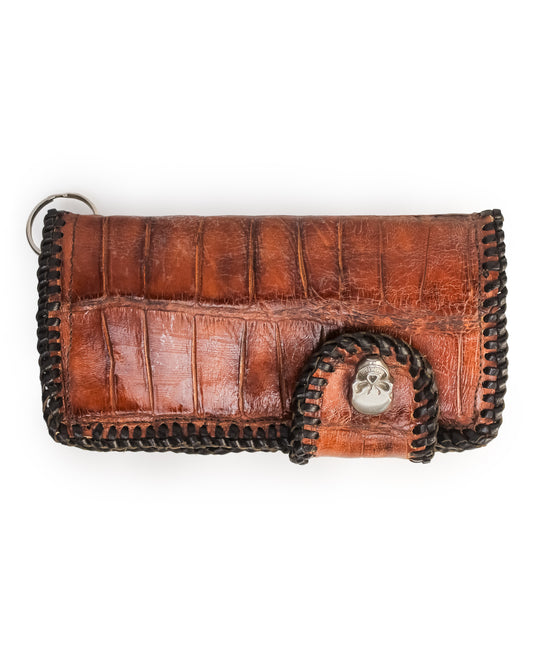 Alligator Rodeo Wallet with Chain - Cognac
