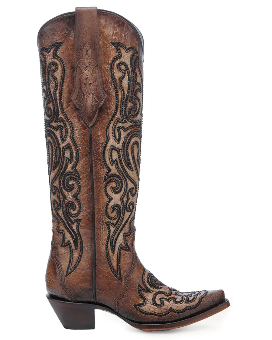 Women's Crackled Crystal Western Boots