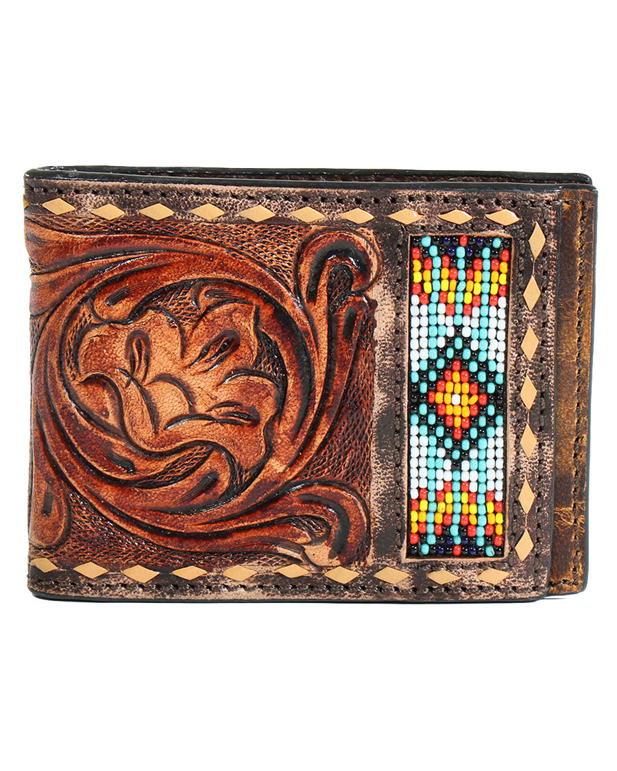 Beaded Aztec Bifold Money Clip Wallet - d250004308