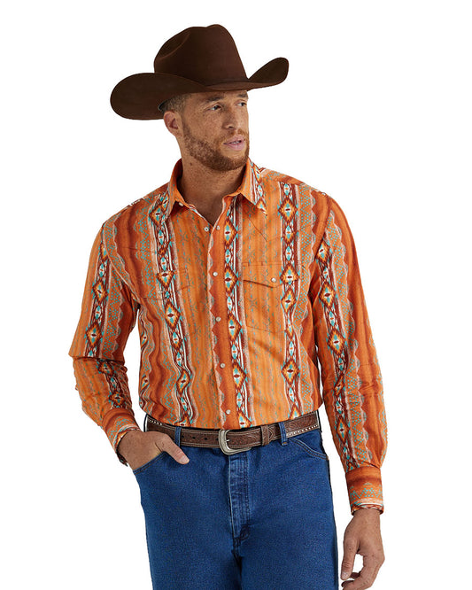 Men's Checotah Western Long Sleeve Shirt - 112344417 by Wrangler from Skip’s Western Outfitters | WRA-112344417-S-CHECOTAH