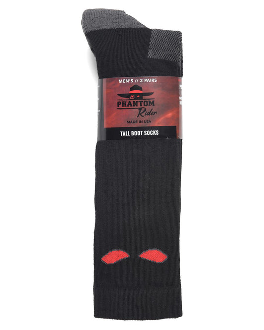 Men's Phantom Rider Tall Boot Socks 2-Pack - Dh602S by Double H from Skip’s Western Outfitters | DHB-DH602S-9-13-BLACK