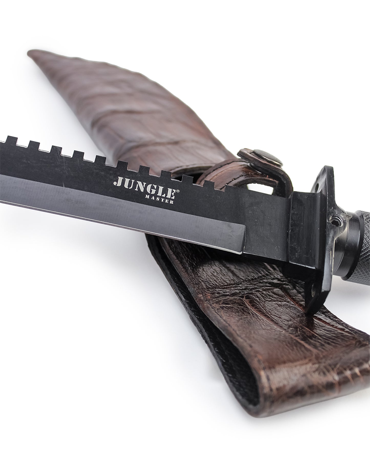 Large Alligator Knife Holster with Jungle Master Knife - Brown
