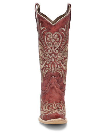 Circle G Women's Red Filigree Embroidery Patterns Western Boots - L8052