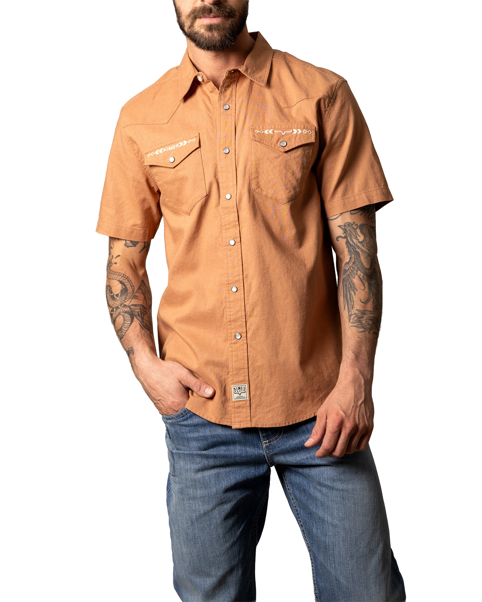 Men's Nuce Short Sleeve Western Shirt - Mds0000072-Oe009 by Kimes Ranch from Skip’s Western Outfitters | KMR-MDS0000072-OE009-S-BRAN