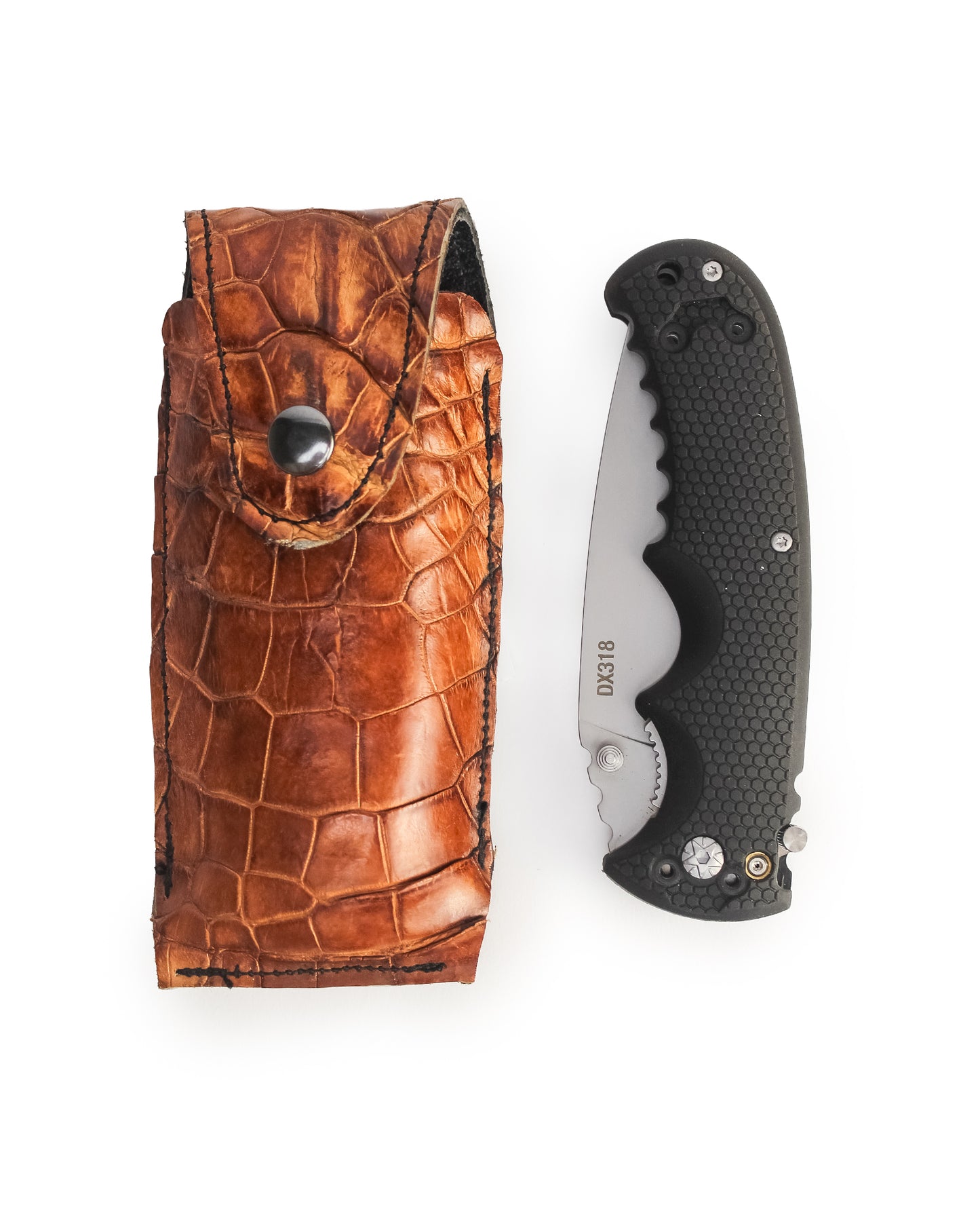 Alligator Knife & Holster - Cognac
