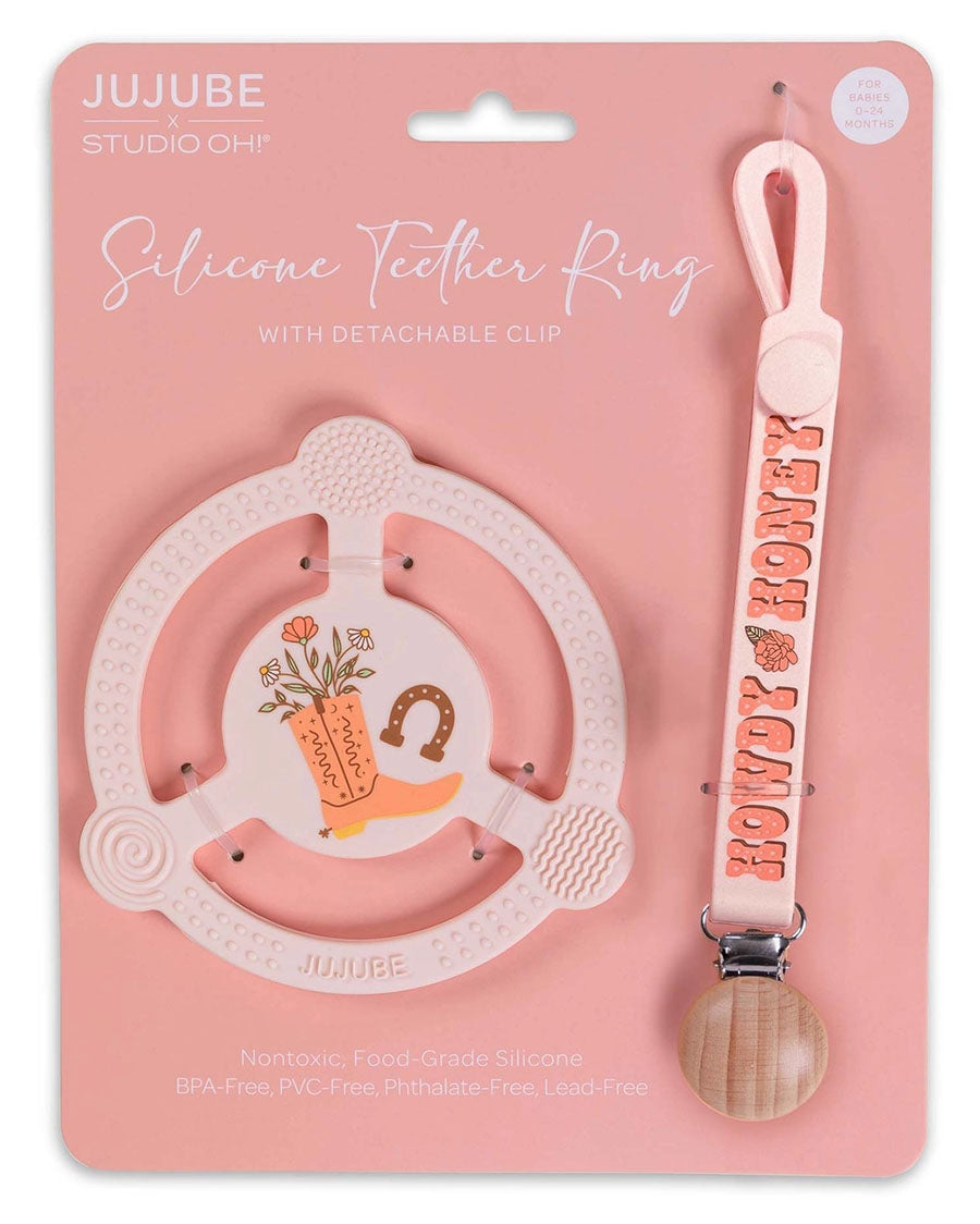 Bloomin' Boot Silicone Teether Ring With Detachable Clip - Jf32040Bbt