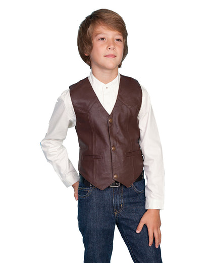 Kids' Snap Front Lambskin Vest by Scully from Skip’s Western Outfitters | SCU-2001-29-XS-BROWNLAMB