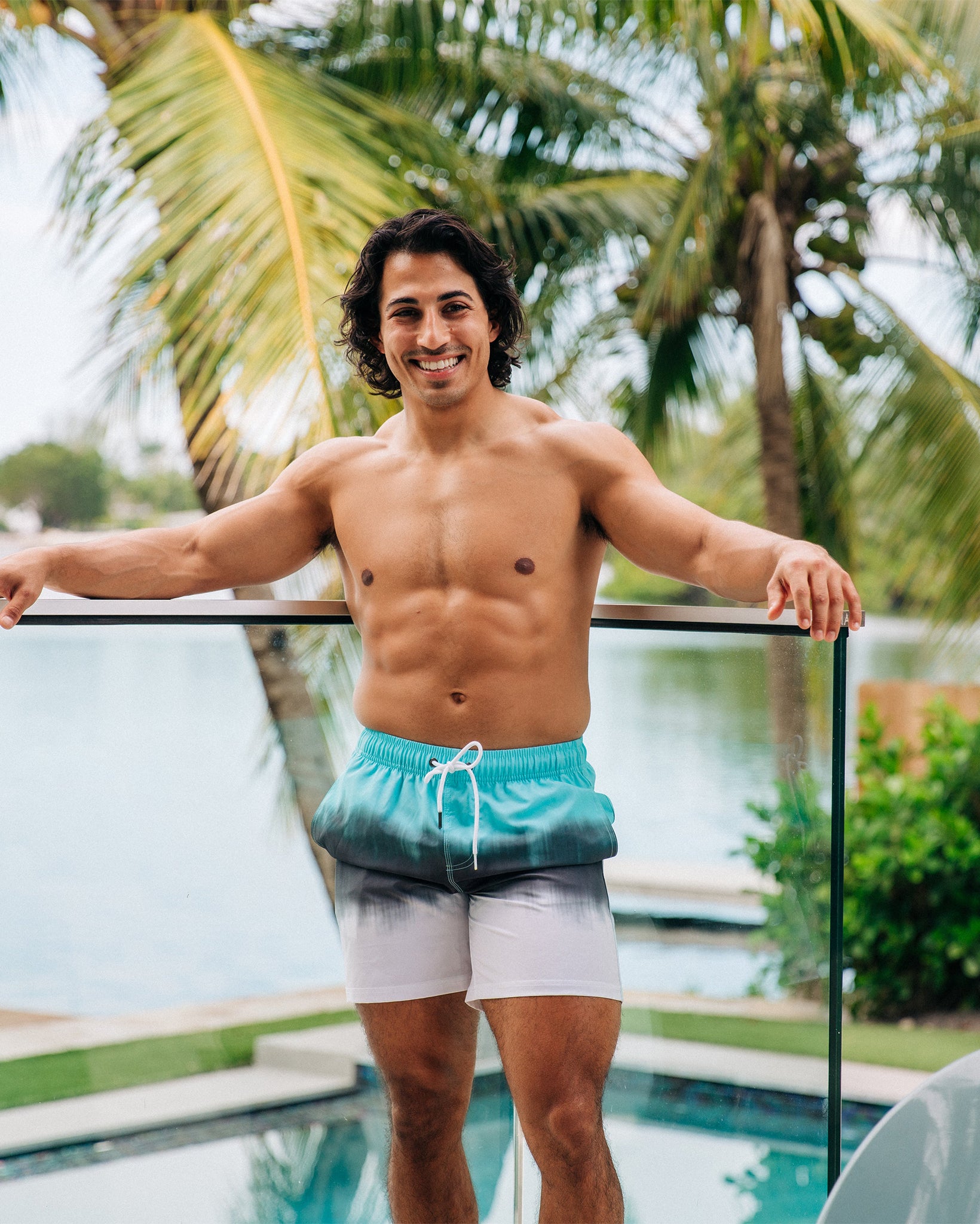 Men's Tie Dye Swim Shorts by Heat Swimwear from Skip’s Western Outfitters | HSW-FB511-S-BLUE/GREY-TIE-DYE