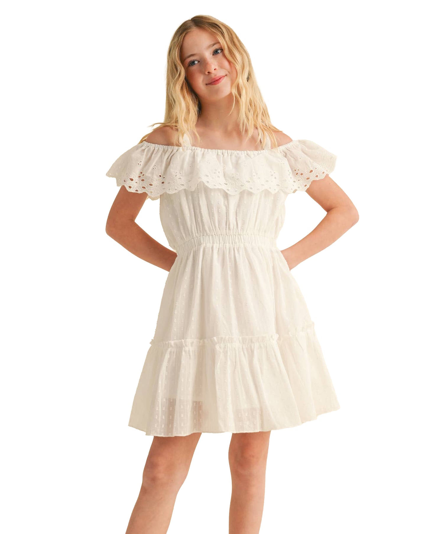Tween Girls' Eyelet Babydoll Sundress - Kd3006Iv